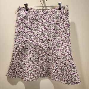 GAP Fit and Flare Ruffle Stretchy floral Purple skirt size 8